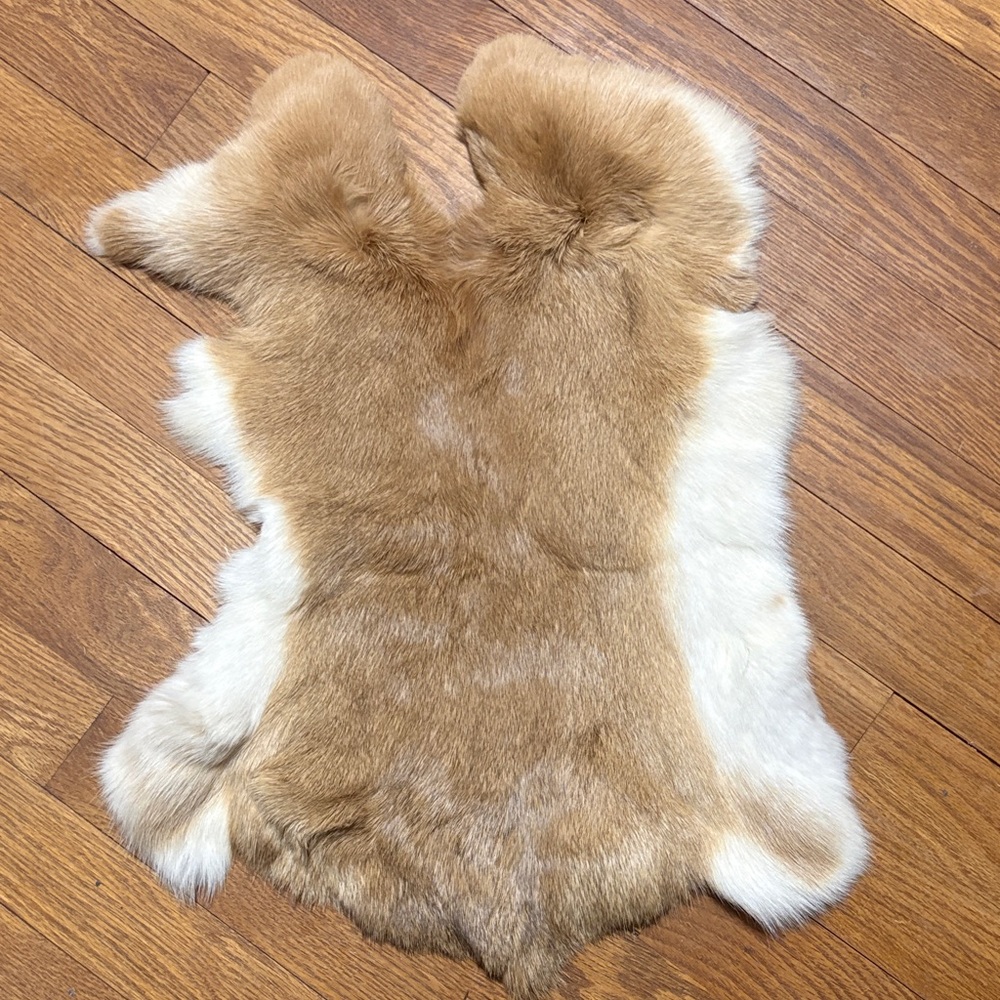 #0632 Tan & White Rabbit Fur Pelt for Crafts or Display